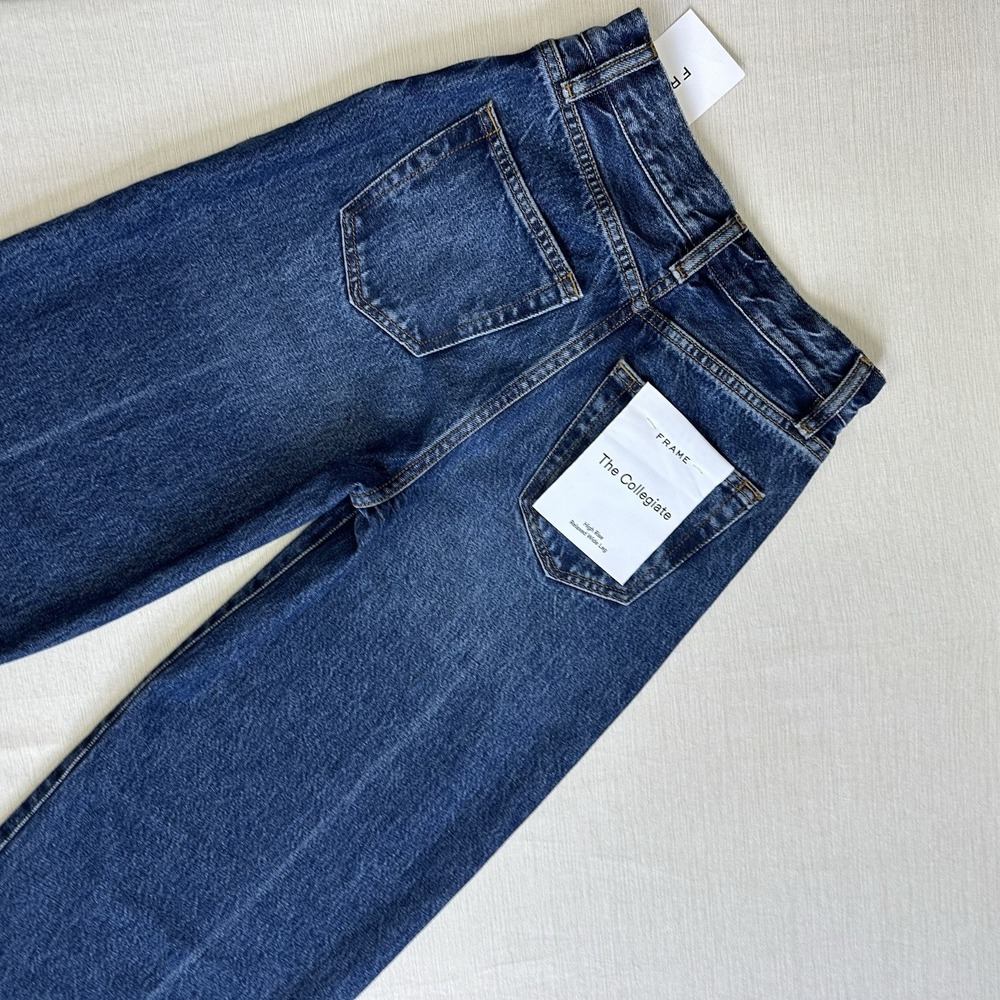NWT FRAME The Collegiate High Rise Relaxed Wide Leg Jeans Women 23 Blue Fade - Picture 8 of 9